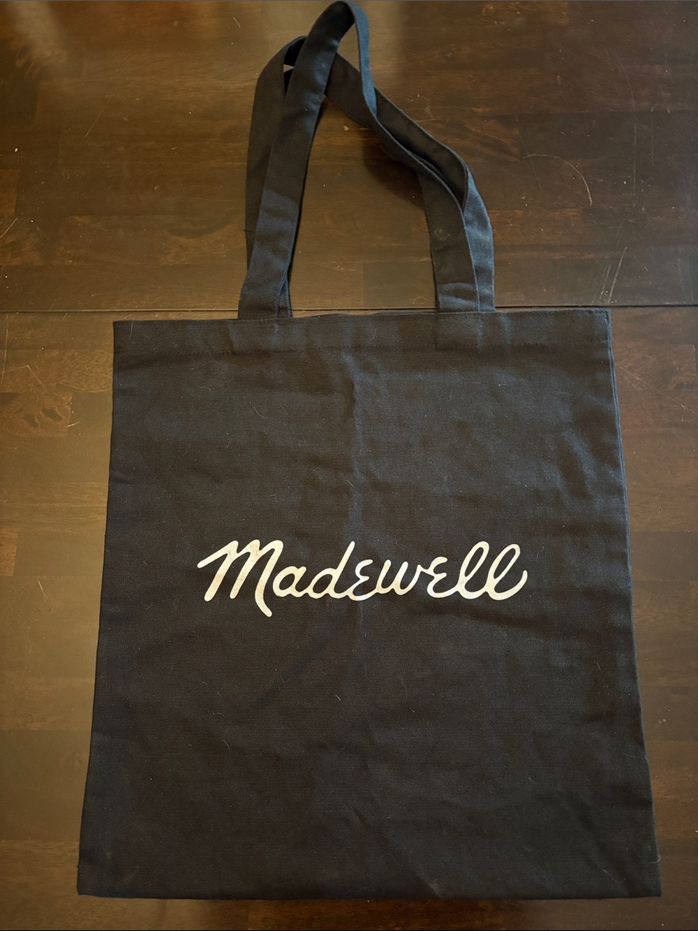 Madewell Black Canvas Tote with White Script Logo